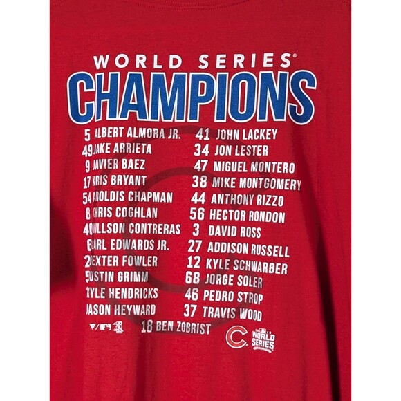 NEW 2016 Chicago Cubs World Series Champs October Legends T-shirt 3XL Red Roster - Picture 5 of 6